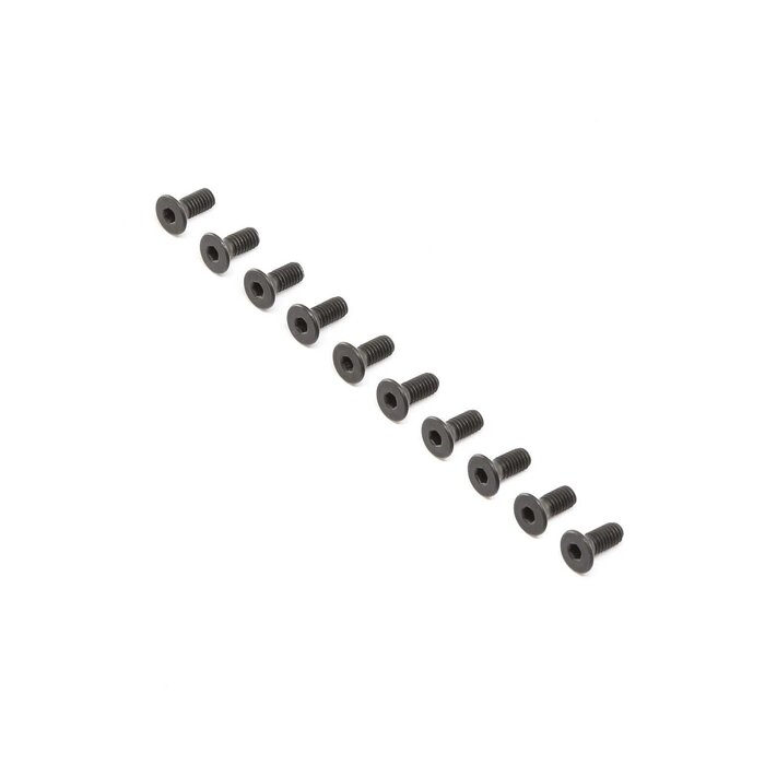 Losi Flat Head Screws, Steel, Black Oxide, M4 x 10mm (10)