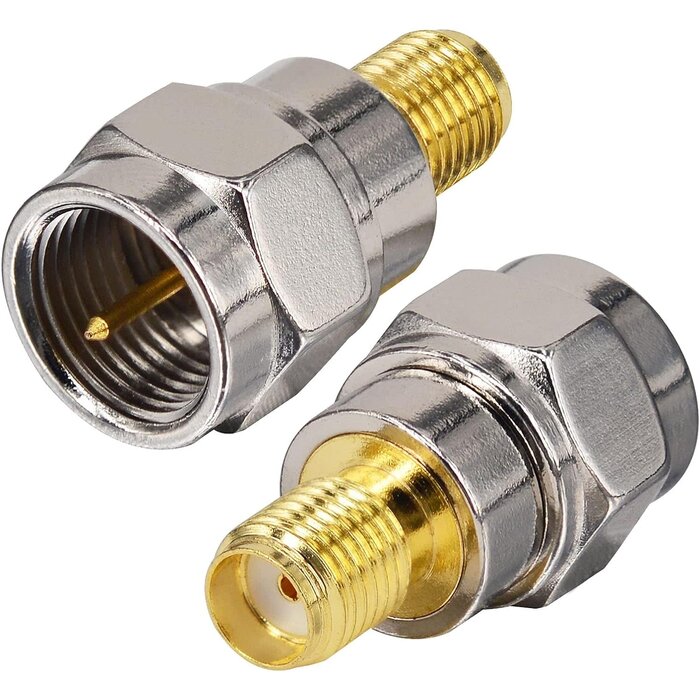 SMAF-MF - onelinkmore - F Type Male to SMA Female Coax Connectors SMA Connector RF Antenna Adapter Test Aerial Converter for FM/AM/DAB Digital Radio Kenwood Pioneer Panasonic Pack of 2
