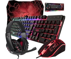 RX-250 - Orzly - Gaming Keyboard and Mouse and Mouse pad and Gaming Headset, Wired LED RGB Backlight Bundle for PC Gamers and Xbox and PS4 Users - 4 in 1 Edition Hornet RX-250