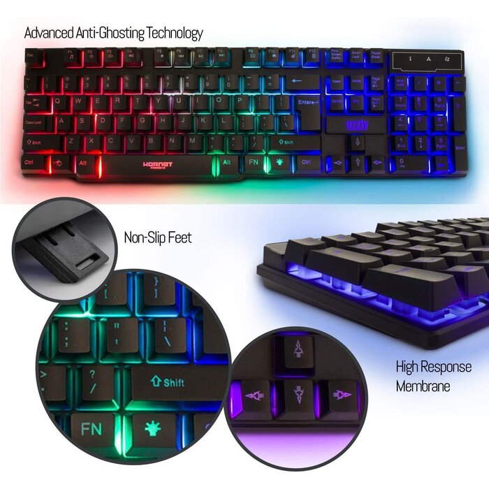 RX-250 - Orzly - Gaming Keyboard and Mouse and Mouse pad and Gaming Headset, Wired LED RGB Backlight Bundle for PC Gamers and Xbox and PS4 Users - 4 in 1 Edition Hornet RX-250