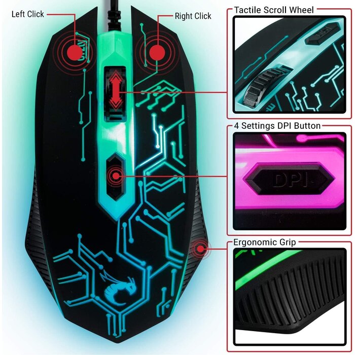 RX-250 - Orzly - Gaming Keyboard and Mouse and Mouse pad and Gaming Headset, Wired LED RGB Backlight Bundle for PC Gamers and Xbox and PS4 Users - 4 in 1 Edition Hornet RX-250