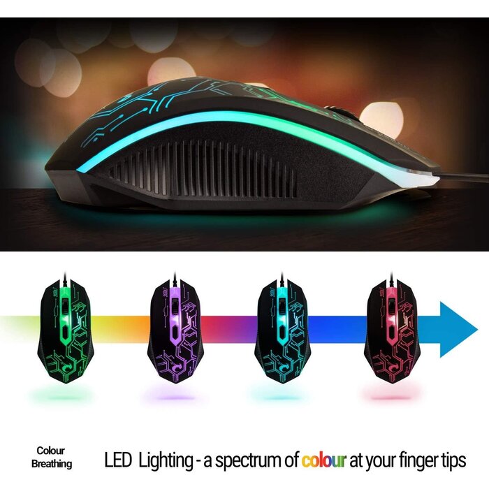 RX-250 - Orzly - Gaming Keyboard and Mouse and Mouse pad and Gaming Headset, Wired LED RGB Backlight Bundle for PC Gamers and Xbox and PS4 Users - 4 in 1 Edition Hornet RX-250