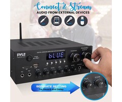 Bluetooth Home Audio Amplifier Receiver Stereo 300W Dual Channel Sound Audio System w/MP3, USB, SD, AUX, RCA, MIC, Headphone, FM, LED, Reverb Delay, for Home Theater Speakers, Studio - PDA69BU