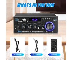 Stereo Audio Amplifier Receiver, 300Wx2 Home Dual Channel Bluetooth 5.0 Sound Speaker AMP, Home Amplifiers FM Radio, USB, SD Card, with Remote Control Home Theater Audio Stereo System Components