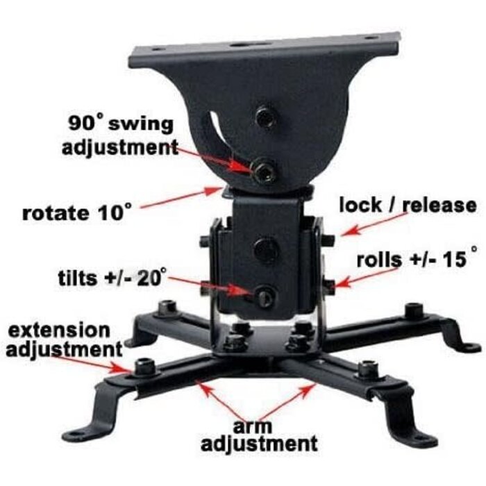 PJ2B - VideoSecu - Flat Vaulted Ceiling Projector Mount LCD DLP Bracket with Adjustable Height Rotating Swivel Arm One Piece PJ2B 1C9
