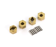 Traxxas 9750X - Wheel hubs, 7mm hex, brass (1 gram each) (4)/ axle pins (8)