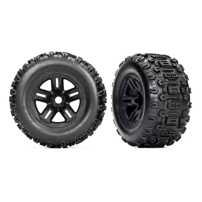 Traxxas 9672 - Tires and wheels, assembled, glued (3.8' black wheels, Sledgehammer® tires, foam inserts) (2)