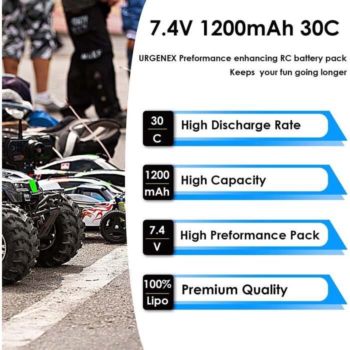 7.4V Lipo Battery 1200mAh 30C Mini Tamiya Plug 2S Rechargeable Lipo Battery