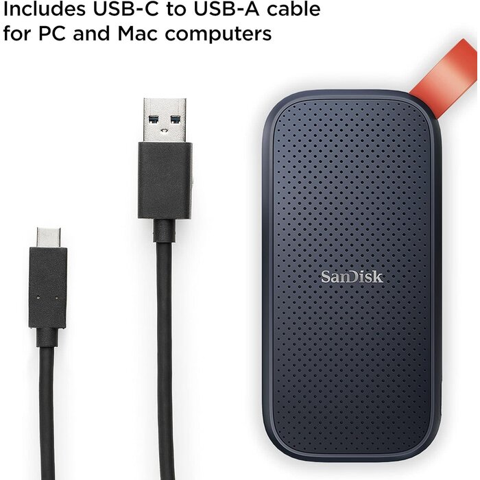SanDisk SDSSDE30-2T00-G26 - SanDisk - 2TB Portable SSD - Up to 800MB/s, USB-C, USB 3.2 Gen 2, Updated Firmware - External Solid State Drive - SDSSDE30-2T00-G26