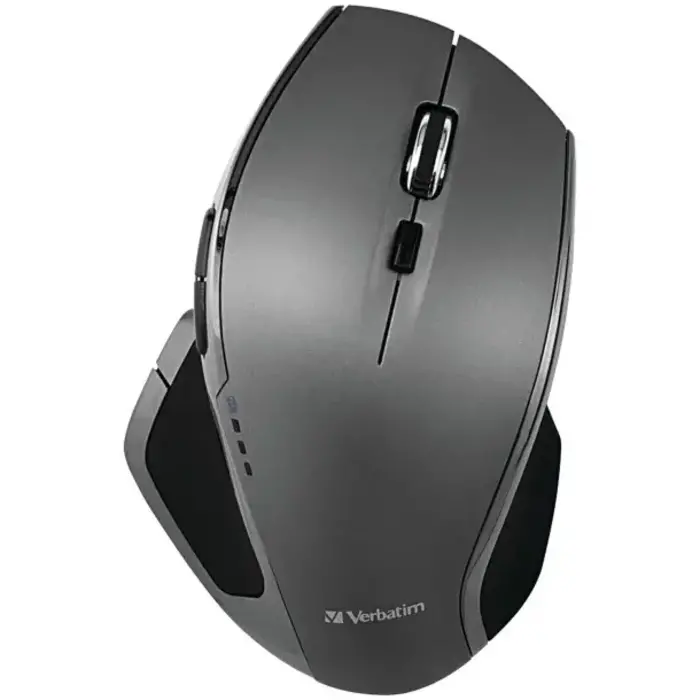 Verbatim Cordless Deluxe Blue-LED Computer Mouse, Ergonomic, 8 Buttons, 2.4 GHz (Graphite)