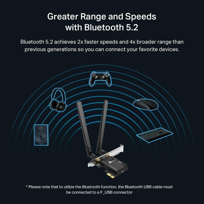 tp-link TP-Link WiFi 6 PCIe WiFi Card for Desktop PC AX3000 (Archer TX55E), Bluetooth 5.2, WPA3, 802.11ax Dual Band Wireless Adapter with MU-MIMO, Ultra-Low Latency, Supports Windows 11, 10 (64bit) Only
