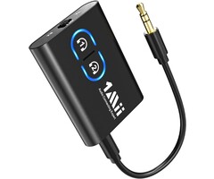 ML300 - 1Mii Bluetooth 5.3 Transmitter Receiver for TV to Wireless Headphones, Dual Link AptX Adaptive/Low Latency/HD Audio, Aux Adapter for Home Stereo, Airplane, Boat, Gym