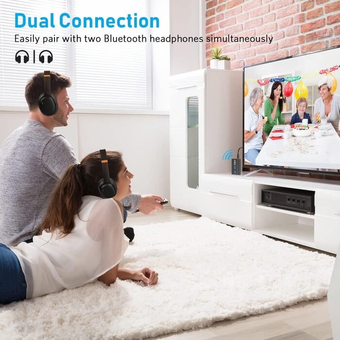 ML300 - 1Mii Bluetooth 5.3 Transmitter Receiver for TV to Wireless Headphones, Dual Link AptX Adaptive/Low Latency/HD Audio, Aux Adapter for Home Stereo, Airplane, Boat, Gym