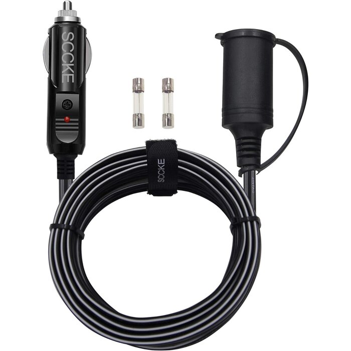 SCCKE00033 - SCCKE 14AWG Premium Pure Copper 12V 24V Car Cigarette Lighter Socket Extension Cord, 10ft / 3.05m 14 AWG Cable Wire For Car inverter Air pump electric cup car refrigerator etc