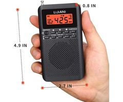 Weather AM FM Radio Portable Battery Operated by 2 AA Batteries with Stereo Earphone, LCD Display Digital Alarm Clock Sleep Timer,Best Reception,Built in Speaker Best Sound Quality(Black)