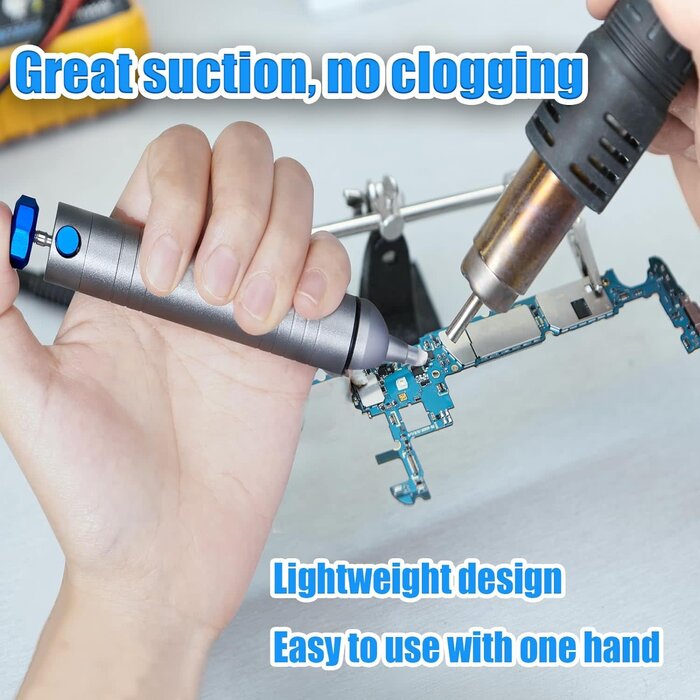 K-331 - Kaisi Solder Sucker No Clog Desoldering Pump with Powerful Vacuum Suction Replaceable Heat Resistant Silicone Tube for Cooperate Soldering and Desolder Gun Iron Tool Conduct Solder Removing