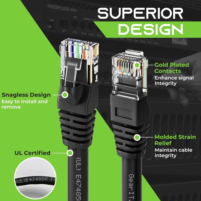 GearIT 1FT- CAT6- GearIT CAT-6 Ethernet Cable 1 ft - Cat6 Ethernet Cable, Network Cable, Internet Cable - 1 Foot