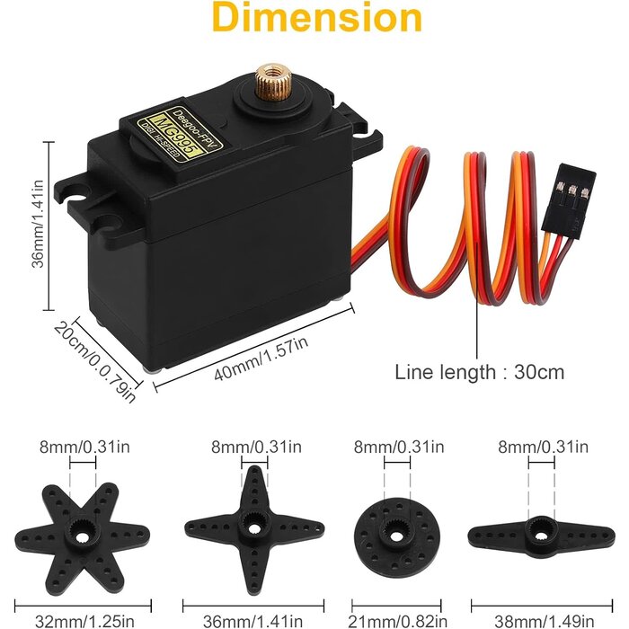 MG995 - Deegoo-FPV - Servo Motor MG995 Control Angle180 Metal Gear Servo 20KG Digital High Speed Torque Servo Motor for Smart Car Robot Boat RC Helicopter