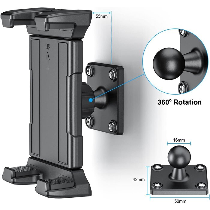 Q01-P3 - OHLPRO Universal Tablet Wall Mount Holder for 4.7-13 inch Tablet Smartphone eReader, 360° Adjustment Compatible with iPad, iPhone, Kindle Fire HD, Galaxy Tab, Switch, Drilled Screw Mounting (Store Supply)