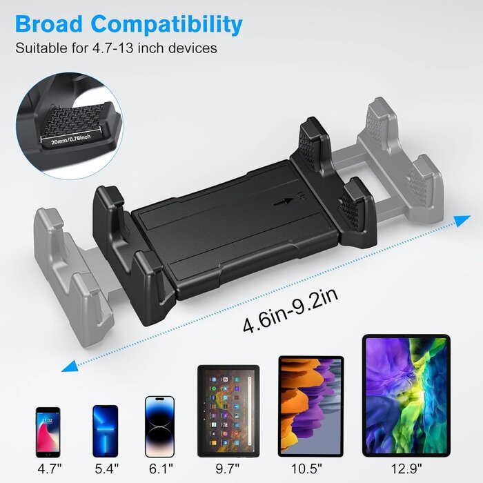 Q01-P3 - OHLPRO Universal Tablet Wall Mount Holder for 4.7-13 inch Tablet Smartphone eReader, 360° Adjustment Compatible with iPad, iPhone, Kindle Fire HD, Galaxy Tab, Switch, Drilled Screw Mounting (Store Supply)