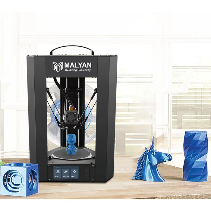 Malyan M300 Mini Delta 3D Printer - Fully Assembled FDM 3D Printers for Kids and Beginners, Free Sample PLA Filament and MicroSD Card Preloaded with Printable 3D Models, Printing Size 110x120 mm