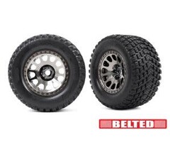 Traxxas 7862X - Tires & wheels, assembled, glued (XRT® Race black chrome wheels, Gravix® belted tires, dual profile (4.3" outer, 5.7" inner) foam inserts) (left & right)