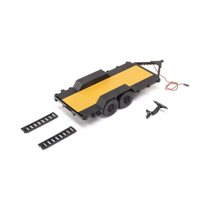 Axial SCX24 Flat Bed Vehicle Trailer with LED Taillights: 1/24 Scale
