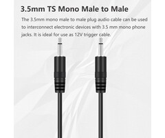 3.5MM-MONO-6FT - Ancable - 3.5mm 1/8 TS Male Mini Plug to Male Mini Plug Monaural Mono Audio Cable 6ft - 12V Trigger, IR Infrared Sensor Receiver Extender