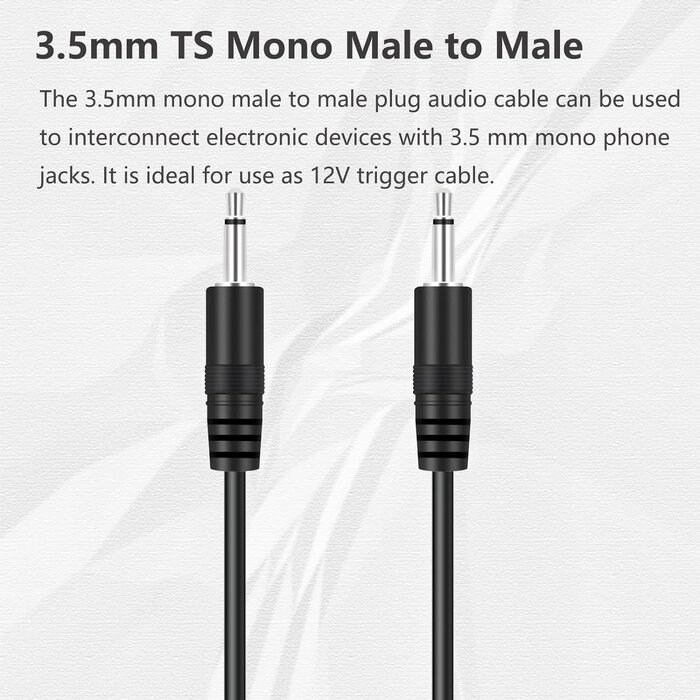 3.5MM-MONO-6FT - Ancable - 3.5mm 1/8 TS Male Mini Plug to Male Mini Plug Monaural Mono Audio Cable 6ft - 12V Trigger, IR Infrared Sensor Receiver Extender