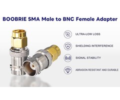BOOBRIE SMA Male To BNC Female, BOOBRIE BNC SMA Coax Connector SMA Male to BNC Female Coaxial Connector Low Loss RF Coax Adapter for Antennas, Wireless LAN Devices, Coaxial cable, WiFi, Ham or Handheld Radios, Scanner