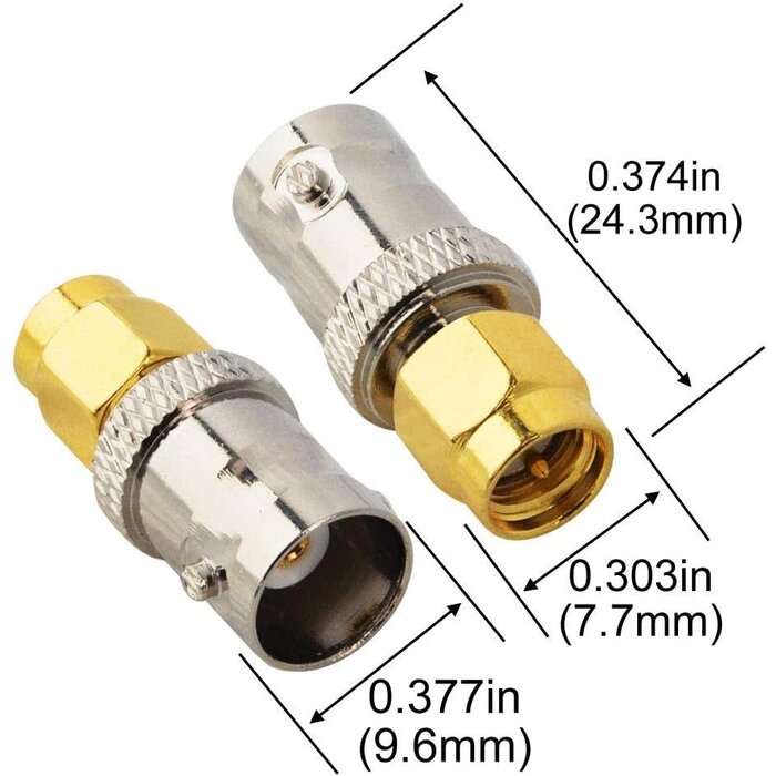 BOOBRIE SMA Male To BNC Female, BOOBRIE BNC SMA Coax Connector SMA Male to BNC Female Coaxial Connector Low Loss RF Coax Adapter for Antennas, Wireless LAN Devices, Coaxial cable, WiFi, Ham or Handheld Radios, Scanner