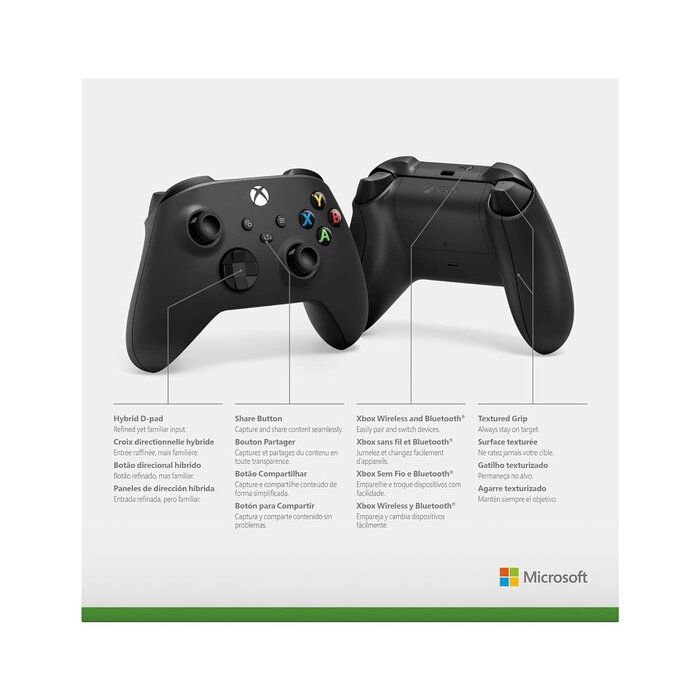 Xbox Core Wireless Gaming Controller – Carbon Black – Xbox Series X|S, Xbox One, Windows PC, Android, and iOS