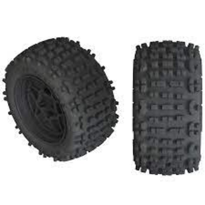 Arrma ARAC9468 - 1/10 dBoots Backflip LP Front/Rear 3.8 Pre-Mounted Tires, 17mm Hex, Black (2): 4S