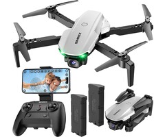 X800 Drone with Camera for Adults Kids, 1080P FPV Foldable Quadcopter with 90° Adjustable Lens, RGB Lights, 360° Flips, One Key Take Off/Landing, Altitude Hold, 2 Batteries (White)
