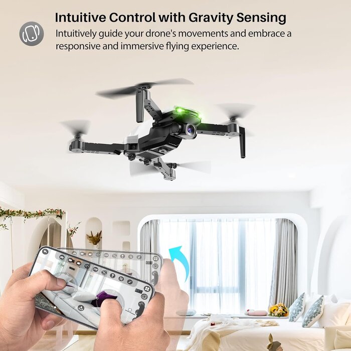 X800 Drone with Camera for Adults Kids, 1080P FPV Foldable Quadcopter with 90° Adjustable Lens, RGB Lights, 360° Flips, One Key Take Off/Landing, Altitude Hold, 2 Batteries (White)