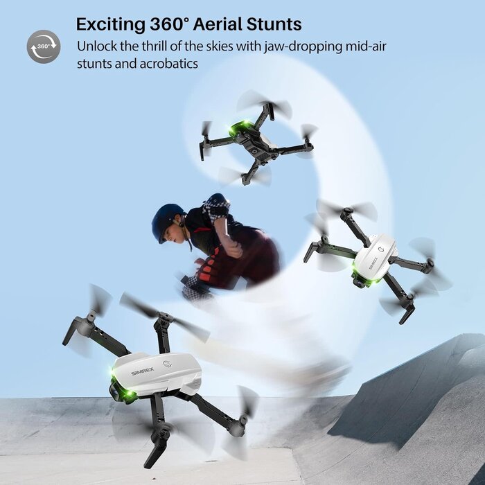 X800 Drone with Camera for Adults Kids, 1080P FPV Foldable Quadcopter with 90° Adjustable Lens, RGB Lights, 360° Flips, One Key Take Off/Landing, Altitude Hold, 2 Batteries (White)