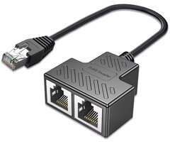 Ethernet Splitter, RJ45 1 Male to 2 Female LAN Ethernet Cable Splitter Suitable Super LAN Ethernet Socket Connector Adapter