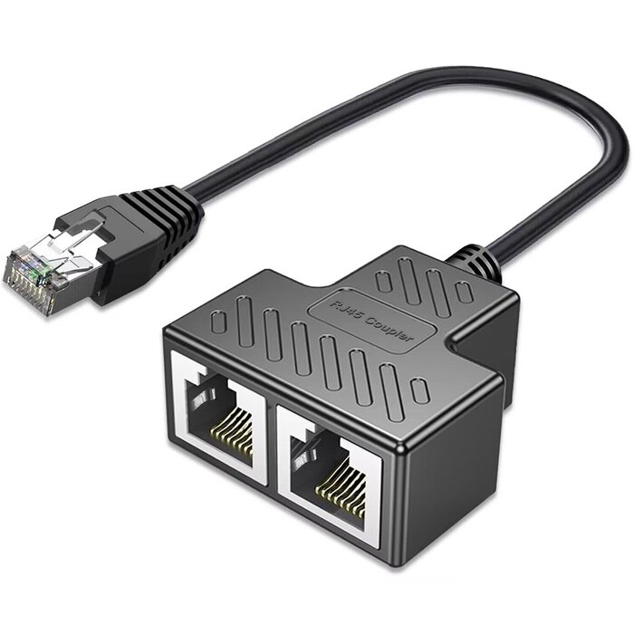 Ethernet Splitter, RJ45 1 Male to 2 Female LAN Ethernet Cable Splitter Suitable Super LAN Ethernet Socket Connector Adapter