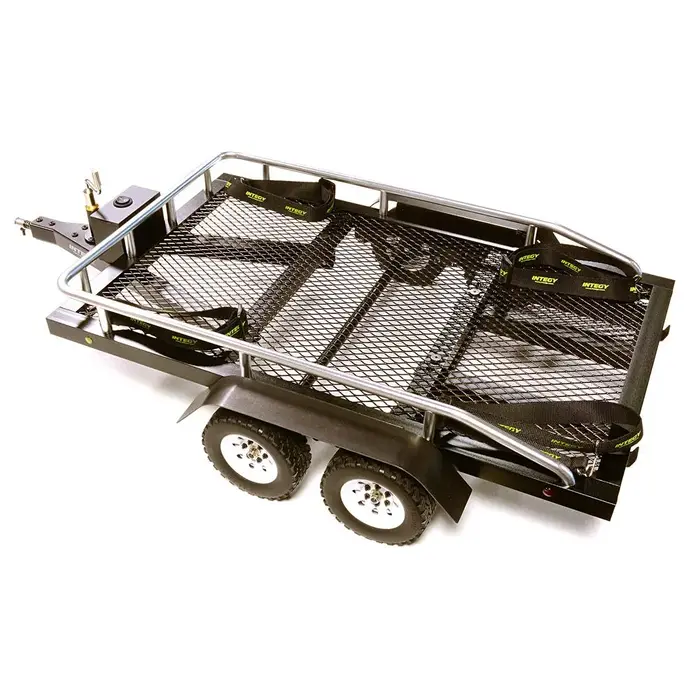 INTEGY Machined Alloy Flatbed Dual Axle Car Trailer Kit for 1/10 Scale RC 580x320x110mm C27733BLACK
