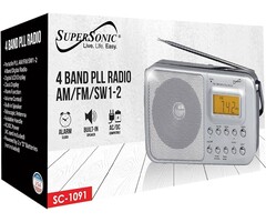 SSCSC1091 - Supersonic® Portable 4-Band AM/FM/SW 1–2 Radio