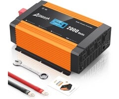 Ampeak 2000W Power Inverter 6.2A Dual USB Ports 3AC Outlets Inverter DC 12V to AC 110V 17 Protections for Truck, Hurricane, Rv