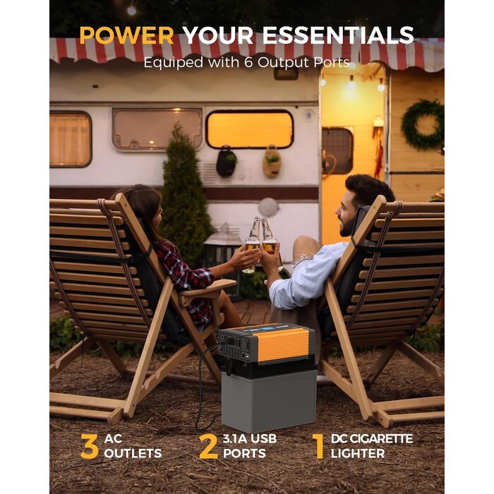 Ampeak 2000W Power Inverter 6.2A Dual USB Ports 3AC Outlets Inverter DC 12V to AC 110V 17 Protections for Truck, Hurricane, Rv