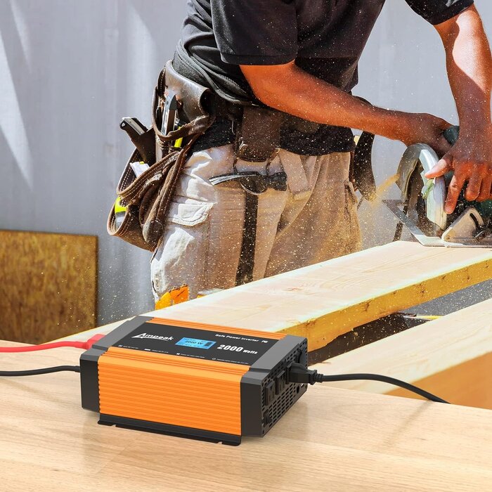 Ampeak 2000W Power Inverter 6.2A Dual USB Ports 3AC Outlets Inverter DC 12V to AC 110V 17 Protections for Truck, Hurricane, Rv