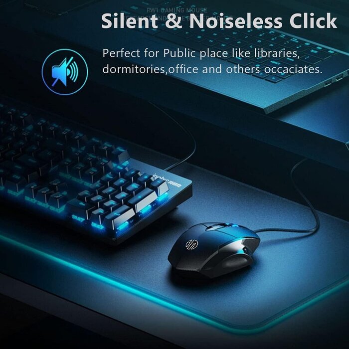 WIRED-3-BUTTON - Censprin USB Computer Mouse Wired, Silent Click Corded Mouse 3-Button Wired Optical Mouse, Office and Home Mice, Ergonomic Shape for Windows Computers, Macs, iPad, PC and Laptops