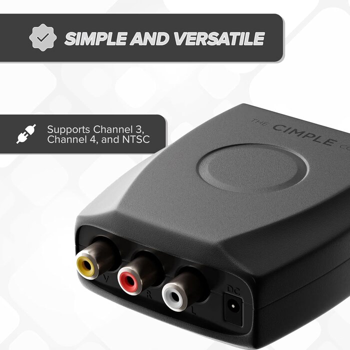 RF Modulator - THE CIMPLE CO - RCA Composite to RF Coaxial - Converts Standard Definition Signals to Coax, Includes AV Cable