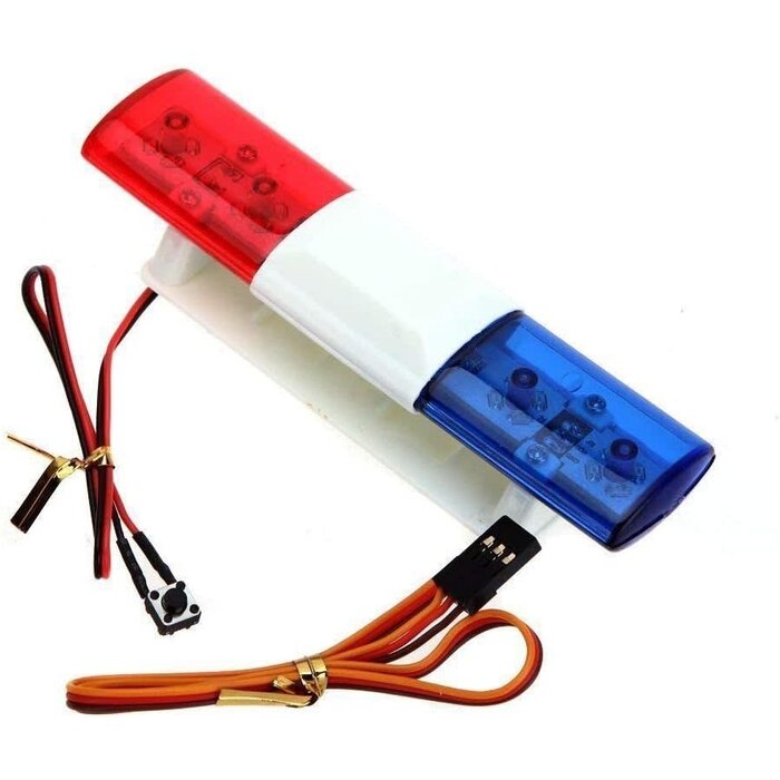 WONFAST RC Car Alarming Light, RC Model LED Police Night Light Bar Flash Lamp Compatible with 1/10 1/8 RC HSP Traxxas Tamiya CC01 4WD Axial SCX10 Model Car(Blue/Red)