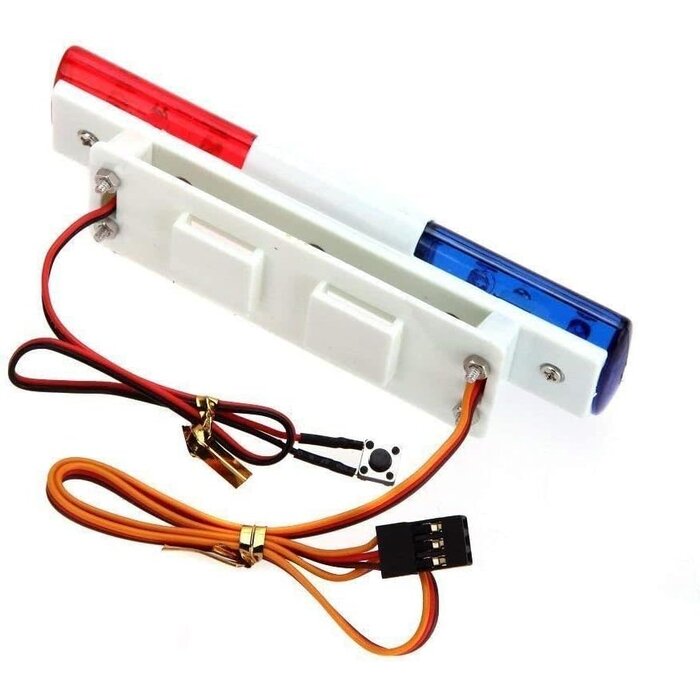 WONFAST RC Car Alarming Light, RC Model LED Police Night Light Bar Flash Lamp Compatible with 1/10 1/8 RC HSP Traxxas Tamiya CC01 4WD Axial SCX10 Model Car(Blue/Red)