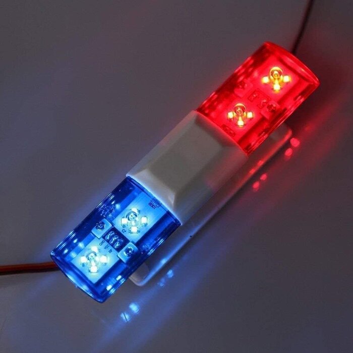 RCSQLG - WONFAST RC Car Alarming Light, RC Model LED Police Night Light Bar Flash Lamp Compatible with 1/10 1/8 RC HSP Traxxas Tamiya CC01 4WD Axial SCX10 Model Car(Blue/Red)