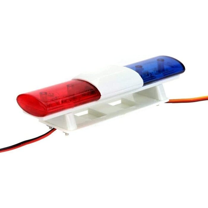 WONFAST RC Car Alarming Light, RC Model LED Police Night Light Bar Flash Lamp Compatible with 1/10 1/8 RC HSP Traxxas Tamiya CC01 4WD Axial SCX10 Model Car(Blue/Red)