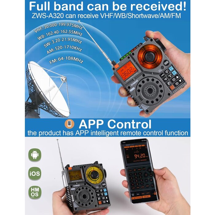 Shortwave Radio with FM, AM, VHF, WB, SW | 5-band